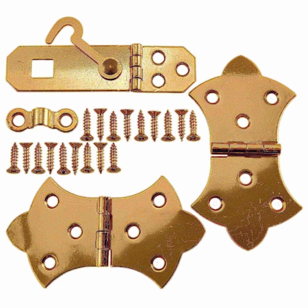 Midwest Fastener 1-3/4" x 3-1/16" Antique Brass Plated Steel Hinge & Hasp Kits 2PK 37263